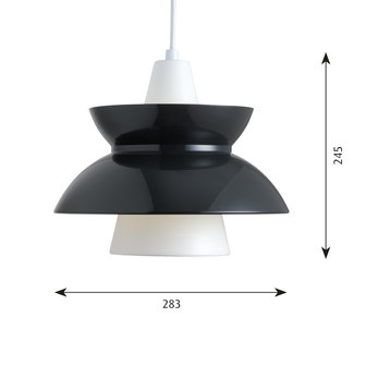 Louis Poulsen Doo-Wop hanglamp, verlichting, Donker grijs en wit