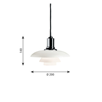 Louis Poulsen PH2/1 hanglamp, verlichting, hoogglans chroom of zwart
