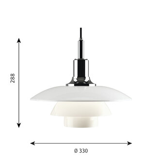 Louis Poulsen PH3,5/3 hanglamp, verlichting, hoogglans chroom of zwart