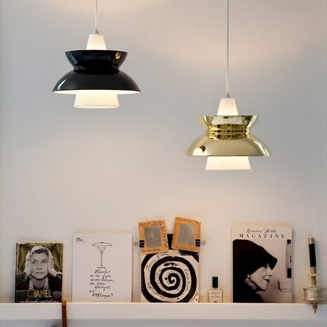 Louis Poulsen Doo-Wop hanglamp, verlichting, Donker grijs en wit