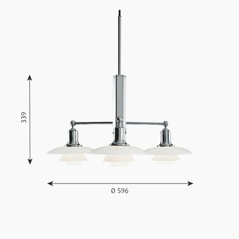 Louis Poulsen PH 2/1 Stem fitting, verlichting, hoogglans chroom.