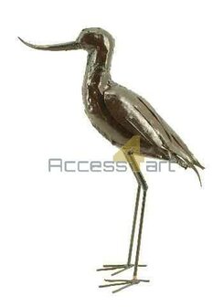 Metalen vogel, kluut staande vogel. Tuinvogel uit Zimbabwe. Birds of Zimbabwe metalen vogels in tuin uit Afrika.