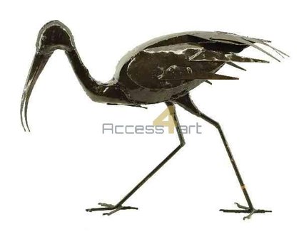 Metalen vogel, heilige metalen Ibis lopend vogel. Tuinvogel uit Zimbabwe. Birds of Zimbabwe metalen vogels in tuin uit Afrika.