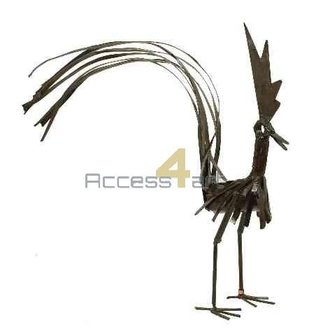 Metalen vogel, vechtende haan staande vogel. Tuinvogel uit Zimbabwe. Birds of Zimbabwe metalen vogels in tuin uit Afrika.
