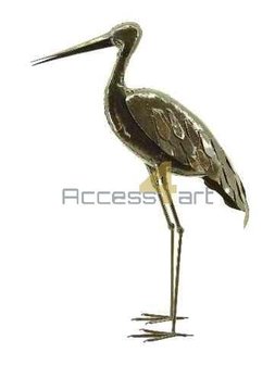 Metalen vogel, ooievaar staande vogel. Tuinvogel uit Zimbabwe. Birds of Zimbabwe metalen vogels in tuin uit Afrika.