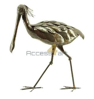Metalen vogel, lepelaar lopende vogel. Tuinvogel uit Zimbabwe. Birds of Zimbabwe metalen vogels in tuin uit Afrika.