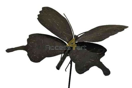 Metalen vogel, vlinder vogel op stok. Tuinvogel uit Zimbabwe. Birds of Zimbabwe metalen vogels in tuin uit Afrika.