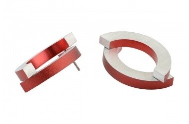 CLIC Roden Oorbellen O24R, aluminium design oorbellen rood