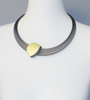 Step by Step ketting 600573 aluminium hanger groen en zwarte roestvaste stalen draden ketting