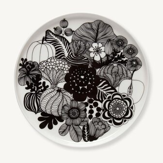 Marimekko servies Oiva klein bord wit/zwart 100 years Finland 20 cm 068422-190