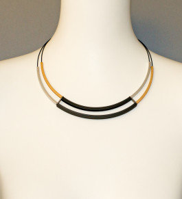 Step by Step ketting 600619 aluminium staafjes ketting met goud, zilver en zwart en roestvrijstaal