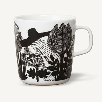 Marimekko servies Oiva beker groot wit/zwart/rose 4 dl 0674847-093