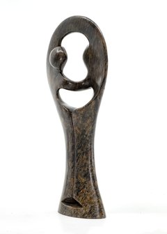 Stenen beeld standing lover familie twee personen 20 cm hoog, bruin