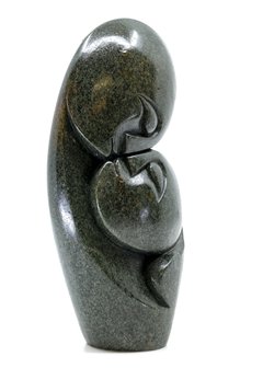 Stenen beeld kissing lover 2 personen, 19 cm hoog, groen