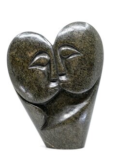 Stenen beeld heart lover 2 personen, 19 cm hoog, groen