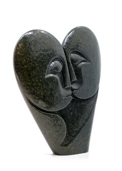 Stenen beeld heart lover 2 personen, 24 cm hoog, groen