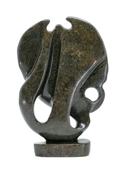 Stenen beeld olifant abstract 1 dier, 21 cm hoog, groen