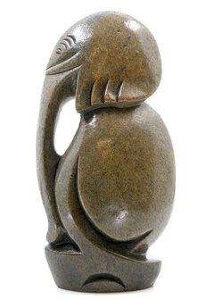 Stenen beeld olifant abstract 1 dier, 26 cm hoog, bruin