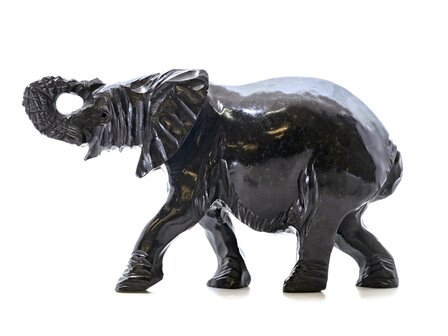 Stenen beeld olifant springstone 1 dier, 8 cm hoog, zwart