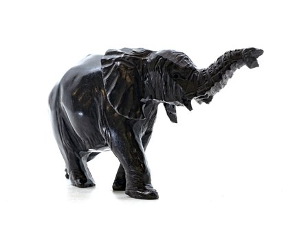 Stenen beeld olifant springstone 1 dier, 8 cm hoog, zwart