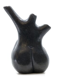 Stenen beeld torso knielend 1 persoon, 19 cm hoog, zwart