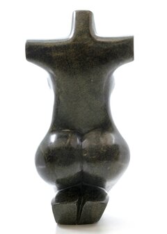 Stenen beeld torso knielend 1 persoon, 35 cm hoog, groen