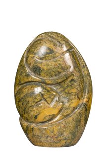 Stenen beeld embryo, baby, pasgeborene 1 persoon, 11 cm hoog, bruin