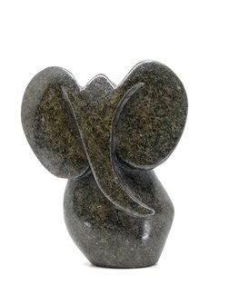 Stenen beeld olifant abstract 1 dier, 10 cm hoog, groen