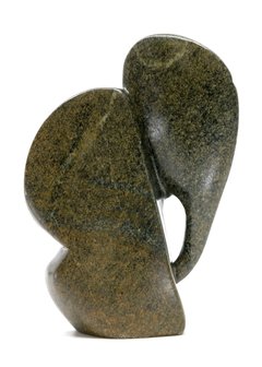 Stenen beeld olifant abstract 1 dier, 16 cm hoog, groen