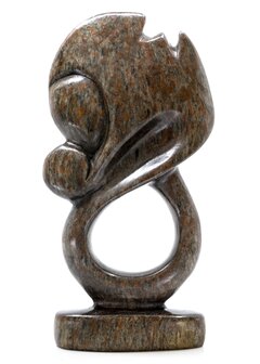 Stenen beeld olifant abstract 1 dier, 19 cm hoog, bruin