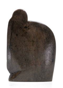 Stenen beeld olifant met baby abstract 1 dier, 13 cm hoog, bruin