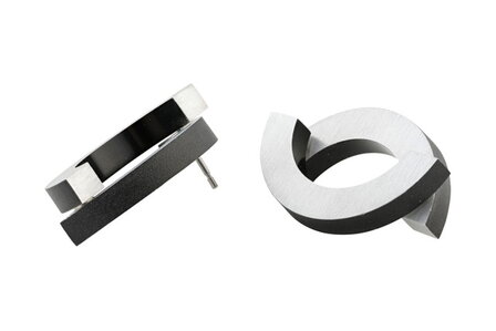 CLIC Zwarte Oorbellen O24Z, aluminium design oorbellen zwart