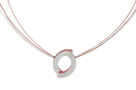 CLIC rood en zilver Ketting met aluminium en magneten C98R