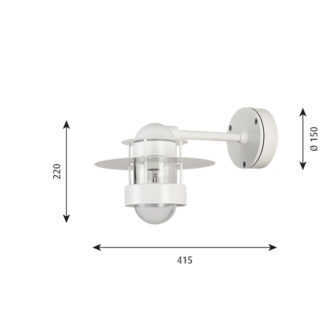 Louis Poulsen buitenlamp Albertslund Wand wit kort model