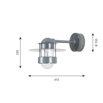 Louis Poulsen buitenlamp Albertslund Wand grijs kort model