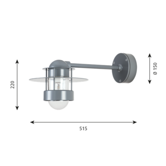 Louis Poulsen buitenlamp Albertslund Wand grijs lang model