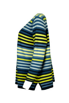 Mansted kleding Lela trui donkerblauw accent geel