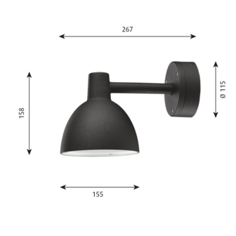 Louis Poulsen buitenlamp Toldbod 155 wandlamp zwart