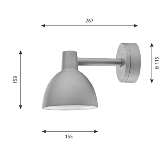 Louis Poulsen buitenlamp Toldbod 155 wandlamp grijs