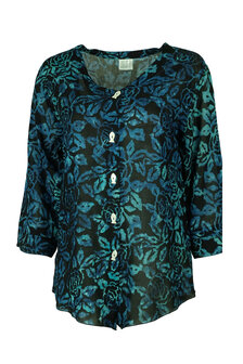 Unikat Artwear kleding blouse 134 houtskool/blauw