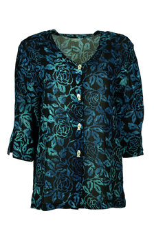 Unikat Artwear kleding blouse 122 houtskool groen