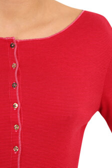 Jalfe 12286-1-422A shirt lange mouw met knopen ekologisch katoen kers-roodrose