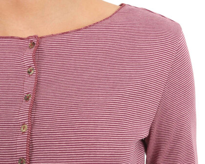 Jalfe 12286-1-407Q shirt lange mouw met knopen ekologisch katoen rose-roodbordeaux