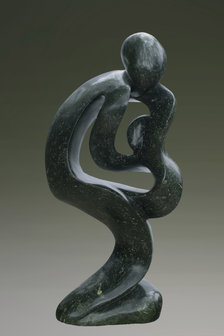 Stenen tuinbeeld uniek, Mother and child, moeder en kind abstract