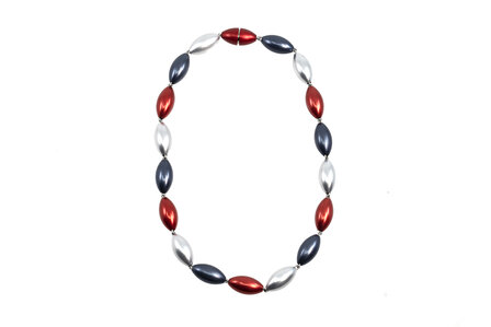 Apero collier 5.07 rood/blauw/zilver 45 cm