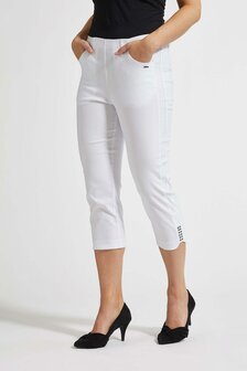 Laurie broek, model Dora Regular Capri 3/4 basis viscose wit 28042-10970