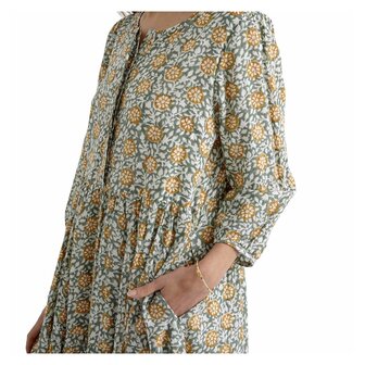 Zen Ethic zomerjurk Daisy Hibis vest country, groen bruin