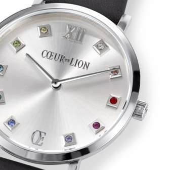 Coeur de Lion Horloge 7610/ /1224 Silver Sunray Lederen band