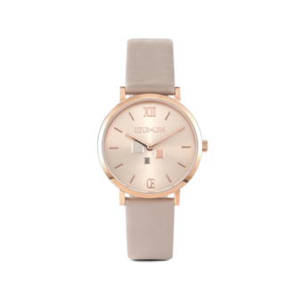 Coeur de Lion Horloge dames 7601/ /1036 Champagne Sunray Lederen horloge band. Horloge ros&eacute; dames. Coeur de Lion horloge