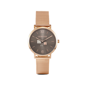 Coeur de Lion Horloge dames 7601/ /1636 Mocha Sunray Milanese horloge band. Horloge ros&eacute; dames. Coeur de Lion horloges m